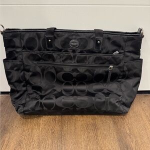 Coach Signature Print Nylon Baby Tote Bag